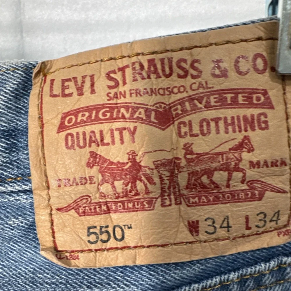 Levi's‎ 550 Jeans Mens 34x34 Blue Relaxed Fit Straight Leg Light Wash Vintage